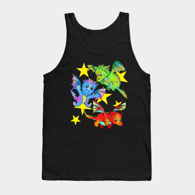 3 Baby Dragons Flying in a Starry Sky Tank Top by cuisinecat